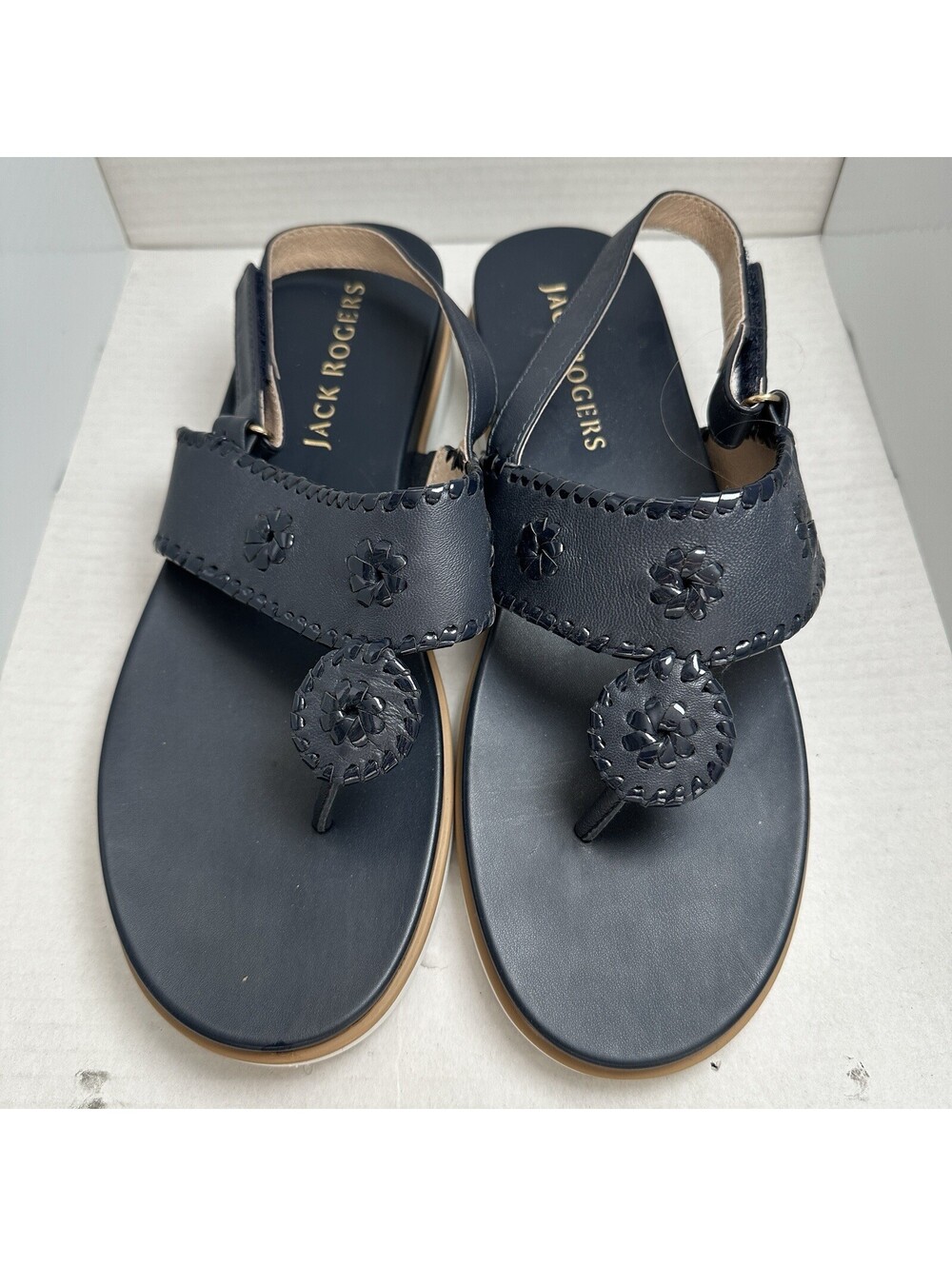 Jack Rogers Women’s  11B Jacks Weekend Sandal Midnight Blue Strap Back Leather